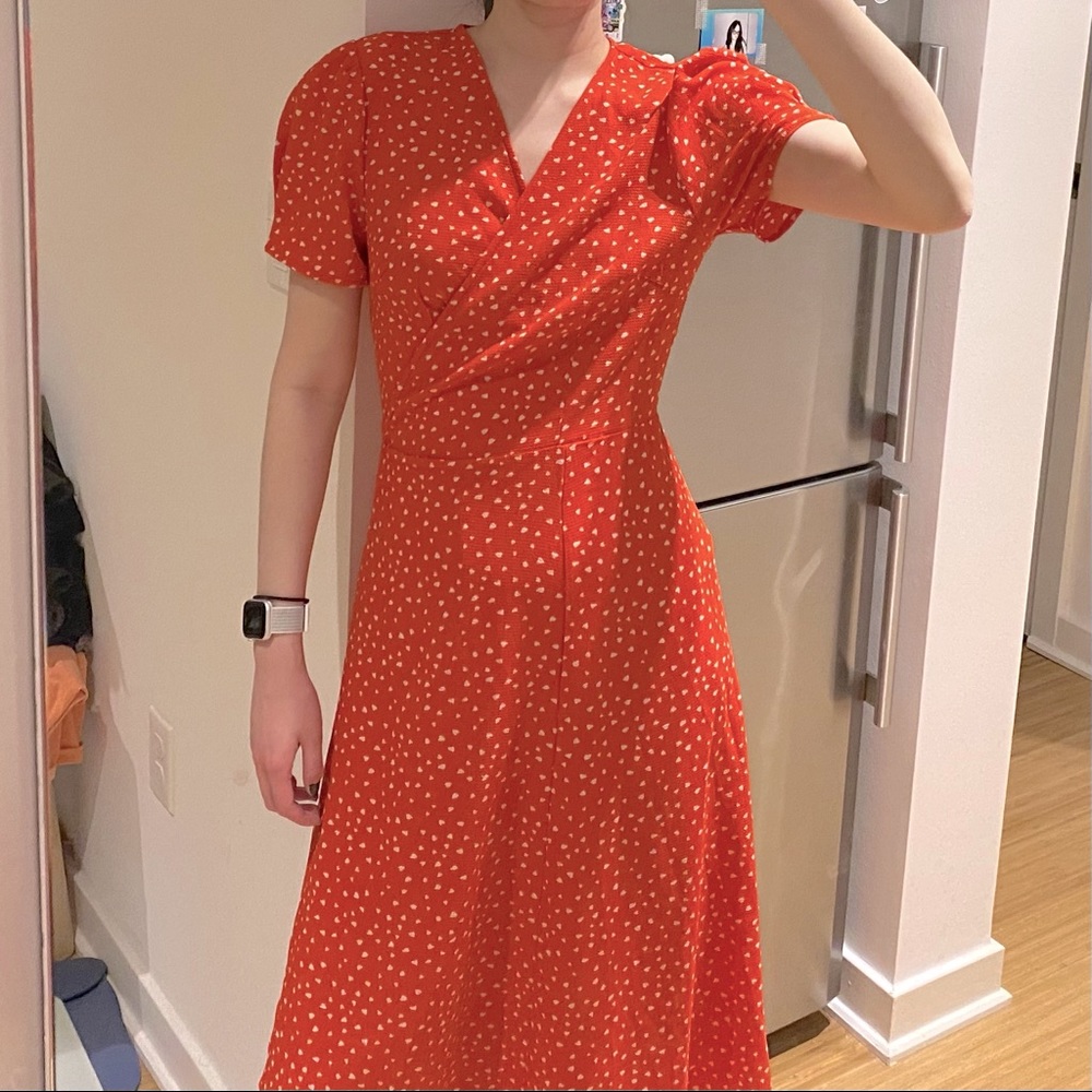 AQUA red midi dress